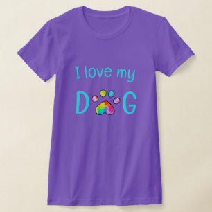 "I Liebe My Dog" Regenbogen Aquarellfarbenpfeife d T-Shirt