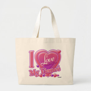 I Liebe My Fiancé pink/lila - Herz Jumbo Stoffbeutel