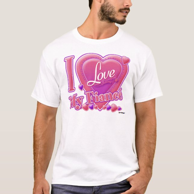 I Liebe My Fiancé pink/lila - Herz T-Shirt (Vorderseite)