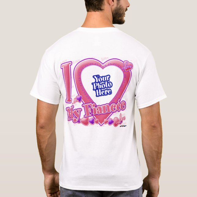 I Liebe My Fiancée rosa/lila - Foto zurück T-Shirt (Rückseite)