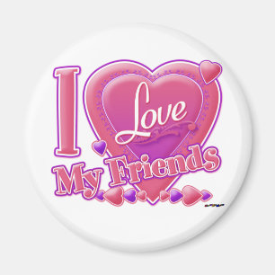 I Liebe My Friends pink/lila - Herz Magnet