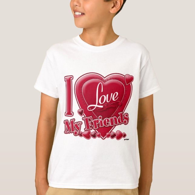 I LIEBE MY Friends red - heart T-Shirt (Vorderseite)