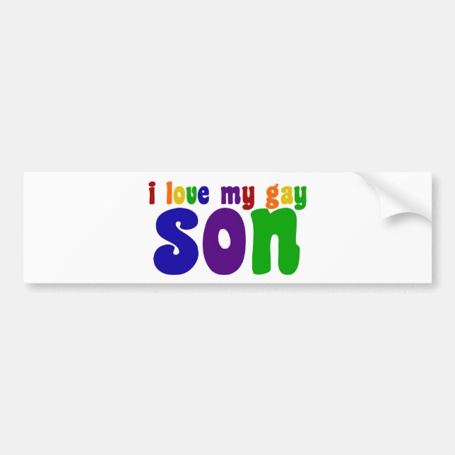 I Liebe My Gay Son Retro Rainbow Mama Autoaufkleber (Vorne)