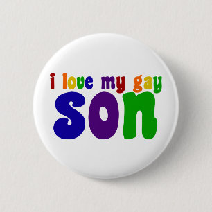 I Liebe My Gay Son Retro Rainbow Mama Button