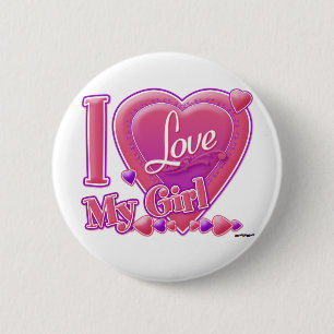 I Liebe My Girl pink/lila - Herz Button