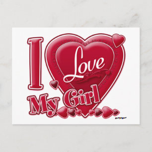 I Liebe My Girl red - heart Postkarte