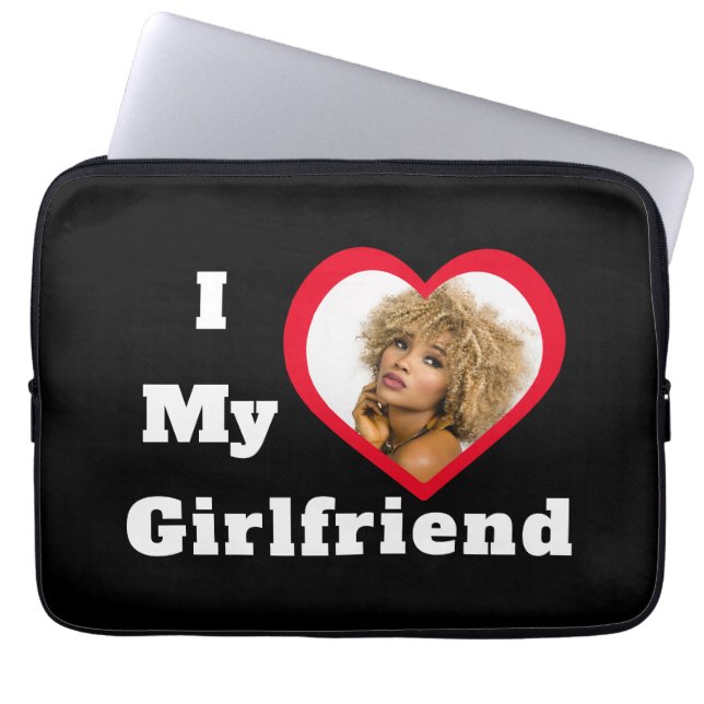 I Liebe My Girlfriend Bae Personalisiertes Foto Laptopschutzhülle (Vorderseite)