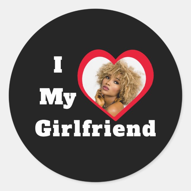 I Liebe My Girlfriend Bae Personalisiertes Foto Runder Aufkleber (Vorderseite)