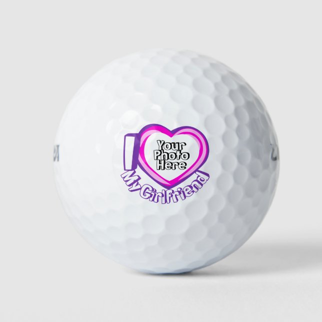 I Liebe My Girlfriend Custom Foto Game Herzstück Golfball (Vorderseite)