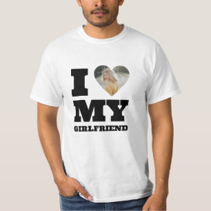 I Liebe My Girlfriend Custom Foto Heart T-Shirt
