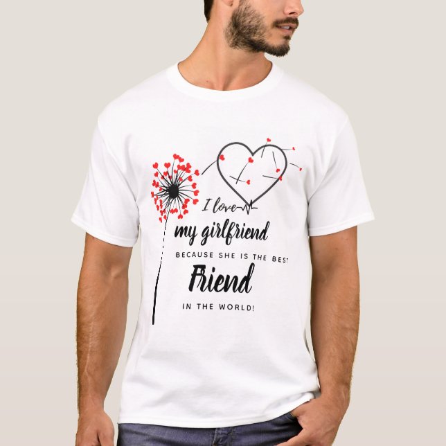 I Liebe My Girlfriend FOTO Geschenk Personalisiert T-Shirt (Vorderseite)