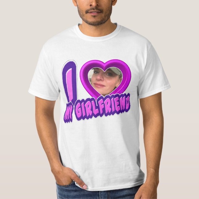 I Liebe My Girlfriend Foto Personalisiert Shirt (Vorderseite)