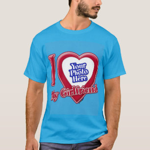 I Liebe My Girlfriend Foto Red Heart Aquamarin T-Shirt