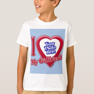 I Liebe My Girlfriend Foto Red Heart Baby Blue T-Shirt