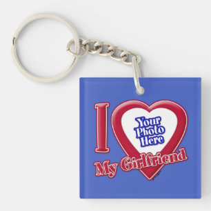 I Liebe My Girlfriend Foto Red Heart D R Blue Schlüsselanhänger