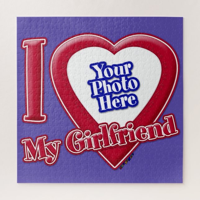 I Liebe My Girlfriend Foto Red Heart Lila (Vertikal)