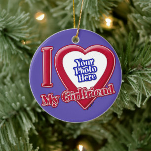 I Liebe My Girlfriend Foto Red Heart Lila Keramik Ornament