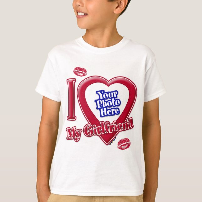 I Liebe My Girlfriend Foto Red Heart Lips T - Shir T-Shirt (Vorderseite)
