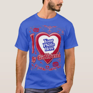 I Liebe My Girlfriend Foto Red Hearts Kiss Deep R T-Shirt