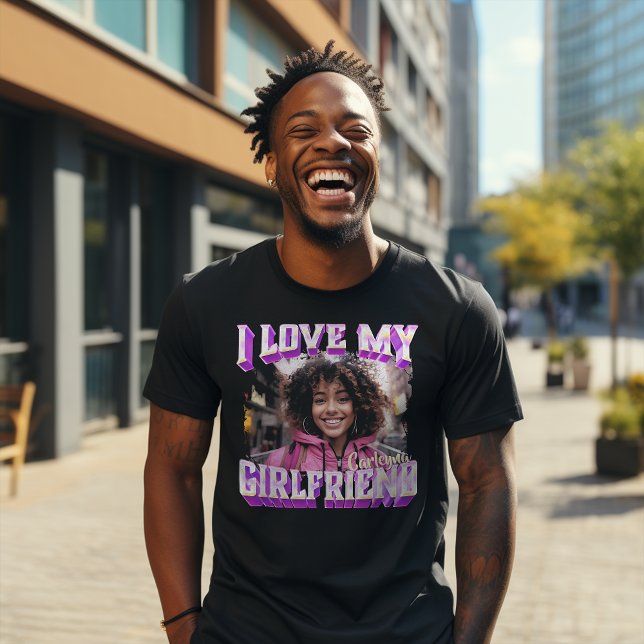 I Liebe My Girlfriend Lila Bootleg Rapper Foto T-Shirt (I Love My Girlfriend Bootleg Rap Style T-Shirt)