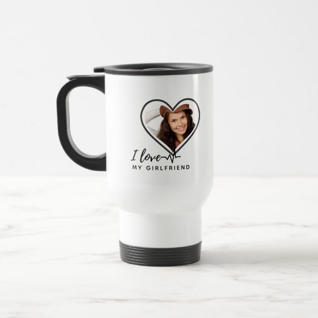 I Liebe My Girlfriend Personalisiert FOTO GIFT Reisebecher (Links)