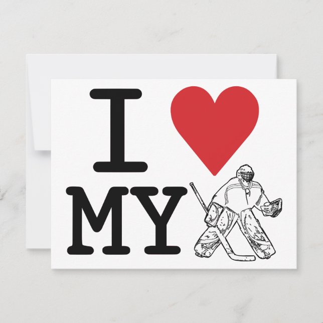 I Liebe My Goalie Party Einladungen (Hockey) (Vorderseite)