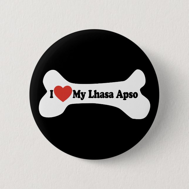 I Liebe My Lhasa Apso - Dog Bone Button (Vorderseite)