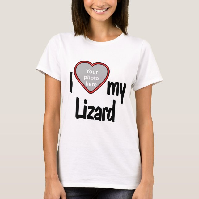 I Liebe My Lizard - Niedliches Rotes Herz Foto Rah T-Shirt (Vorderseite)