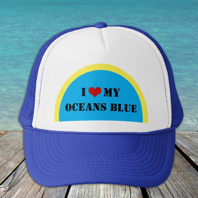 I Liebe My Oceans Blue - Planet Trucker Hat Truckerkappe (Von Creator hochgeladen)