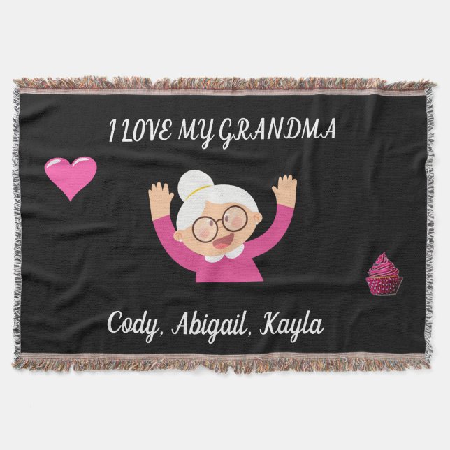 "I Liebe My Oma" werfen Decke mit Kindernamen. (Vorderseite)