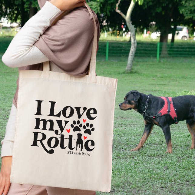 I Liebe My Rottie Rottweiler Dog Individuelle Name Tragetasche (Von Creator hochgeladen)