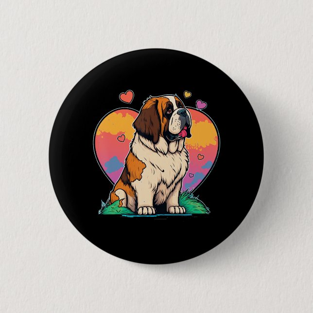 I Liebe My Saint St Bernard Dog Button (Vorderseite)