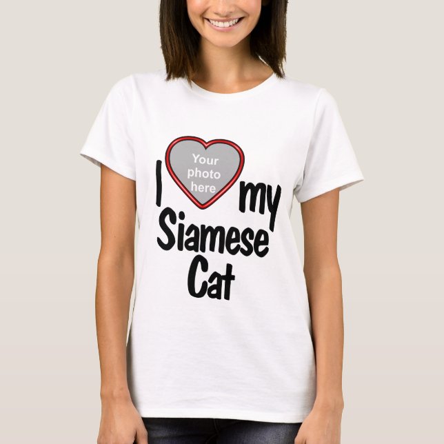 I Liebe My Siamese Cat - Foto Rotes Herz T-Shirt (Vorderseite)