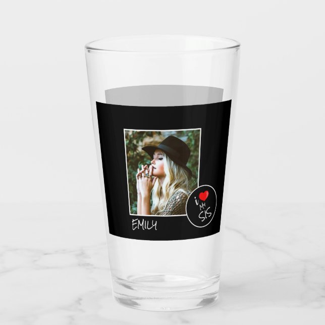 I Liebe My Sis Custom Foto - Personalisiert Glas (Rückseite)