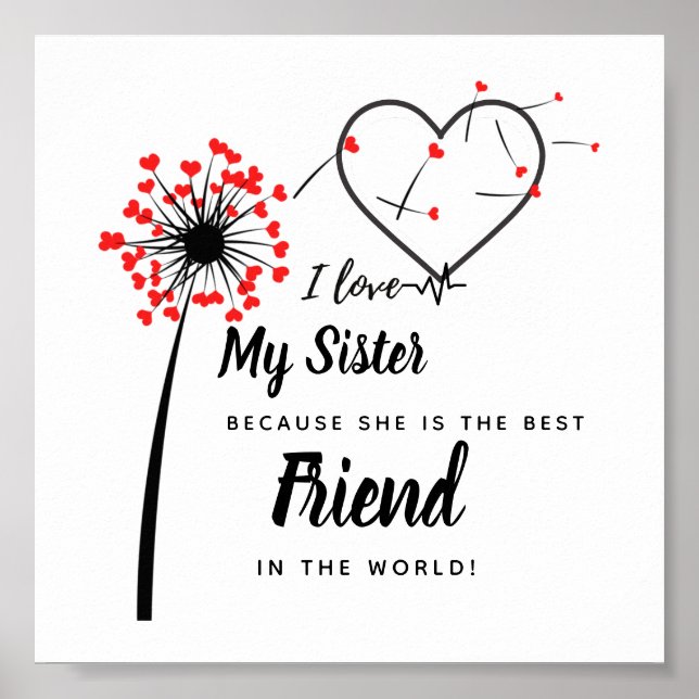 I Liebe My SISTER - Bestes Personalisiertes Gesche Poster (Vorne)