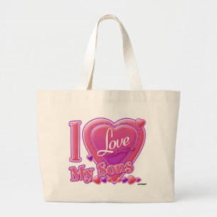 I Liebe My Sons pink/lila - Herz Jumbo Stoffbeutel
