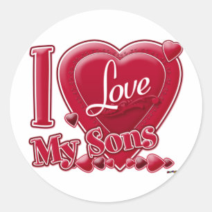 I Liebe My Sons red - heart Runder Aufkleber