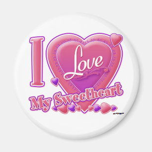 I Liebe My Sweetheart pink/lila - Herz Magnet