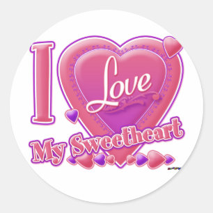 I Liebe My Sweetheart pink/lila - Herz Runder Aufkleber