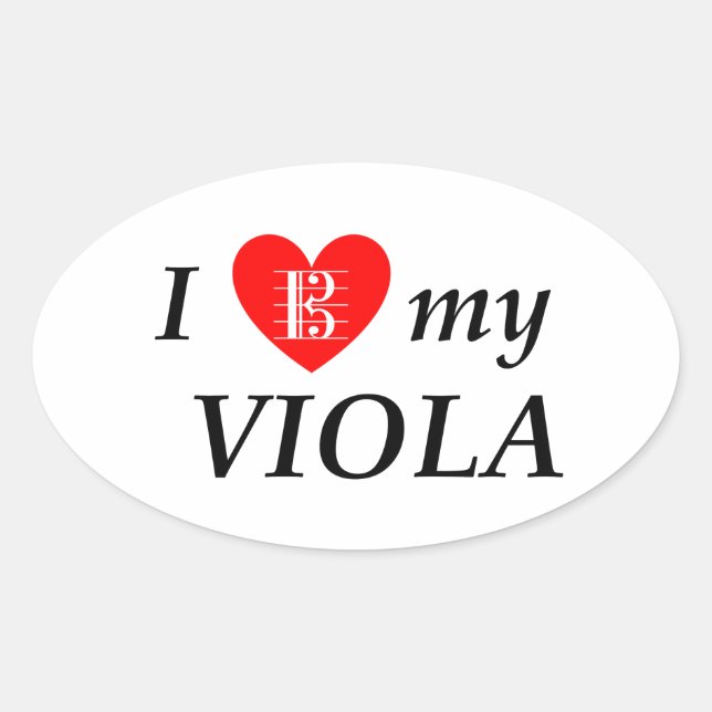 I Liebe My Viola (I Heart My Viola) Ovaler Aufkleber (Vorderseite)