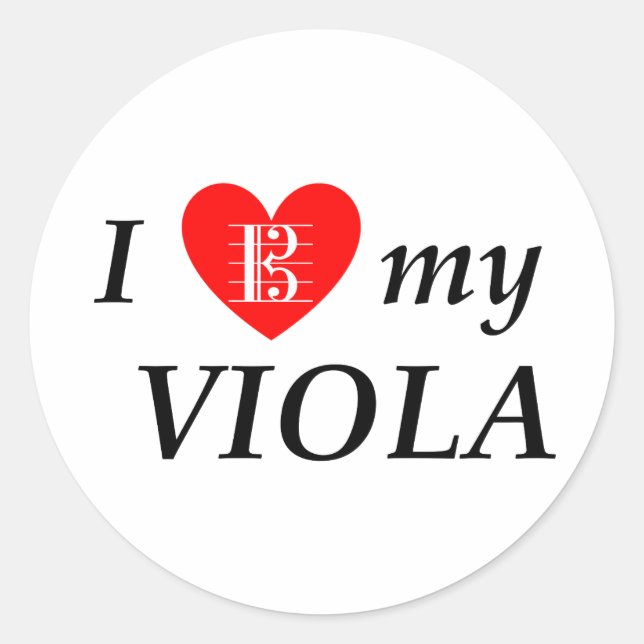 I Liebe My Viola (I Heart My Viola) Runder Aufkleber (Vorderseite)
