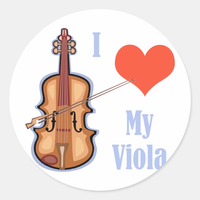 I Liebe My Viola Runder Aufkleber (Vorderseite)