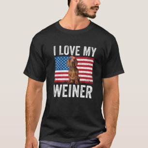 I Liebe My Weiner Dog Vater Mama American Flag Dac T-Shirt