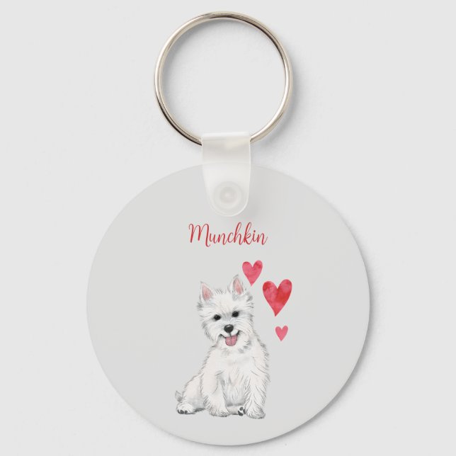 I Liebe my Westie Personalisiert West Highland Dog Schlüsselanhänger (Vorderseite)