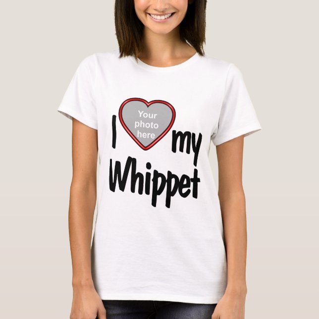 I Liebe My Whippet - Heart Shaped Dog Foto Frame T-Shirt (Vorderseite)