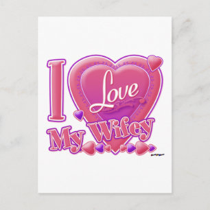I Liebe My Wifey rosa/lila - Herz Postkarte