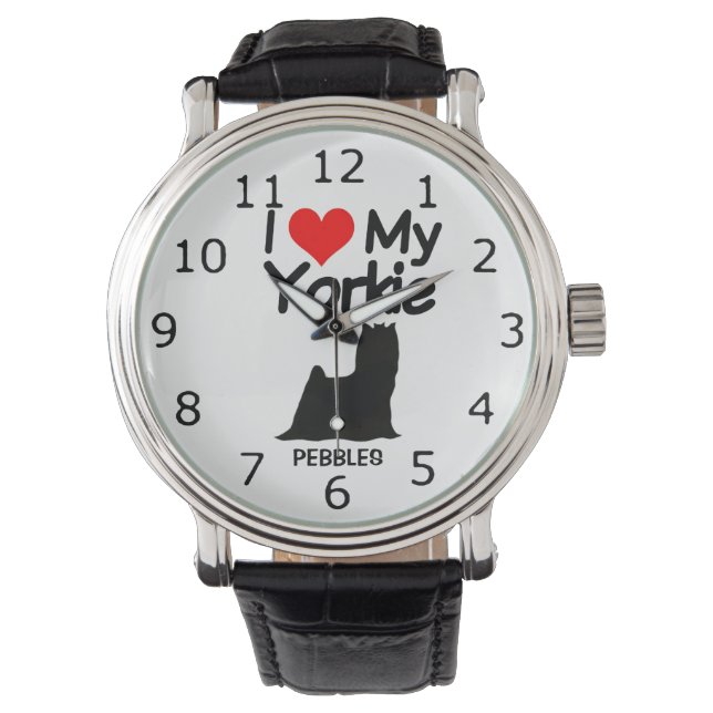 I Liebe My Yorkshire Terrier Dog Yorkie Armbanduhr (Vorderseite)