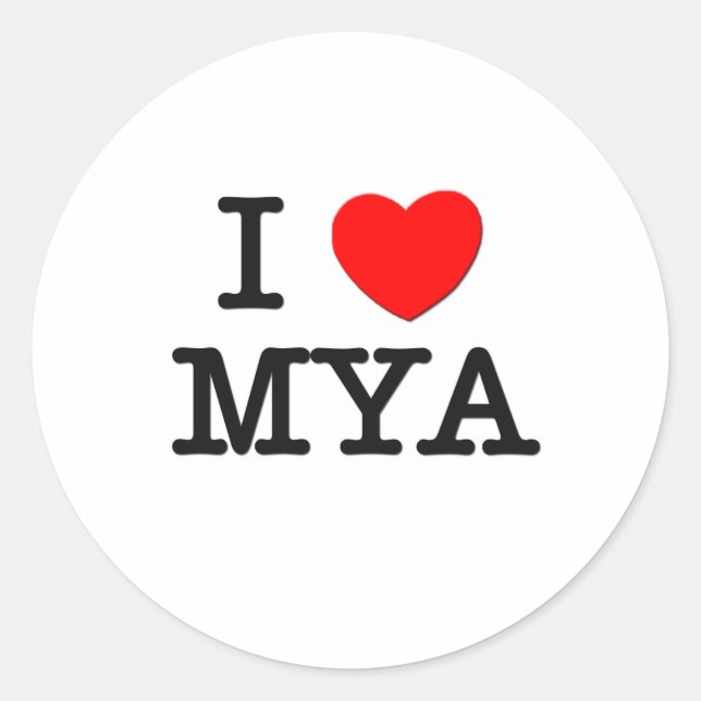 I Liebe Mya Runder Aufkleber (Vorderseite)