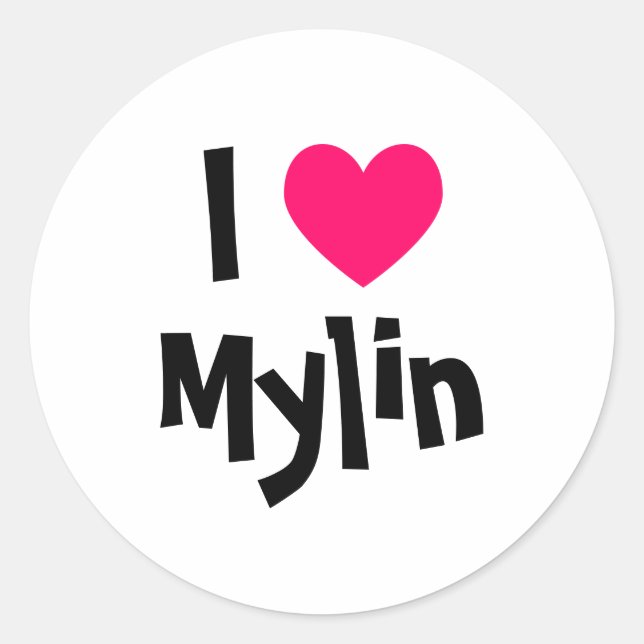 I Liebe Mylin Runder Aufkleber (Vorderseite)