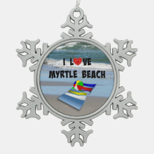 I Liebe Myrtle Beach Schneeflocken Zinn-Ornament